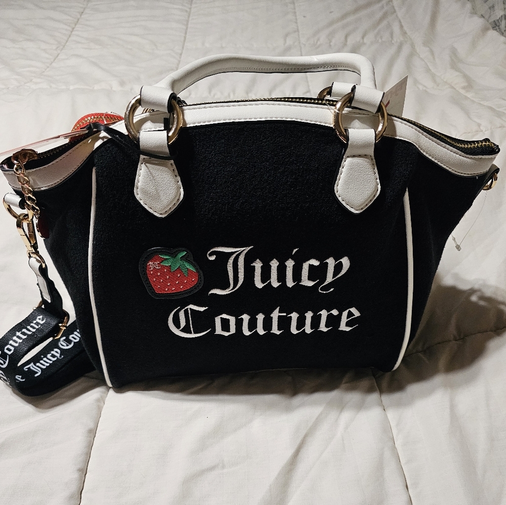 NWT JUICY COUTURE Sweet N Juicy Tote Black Satchel Purse Crossbody Bag Liquorice